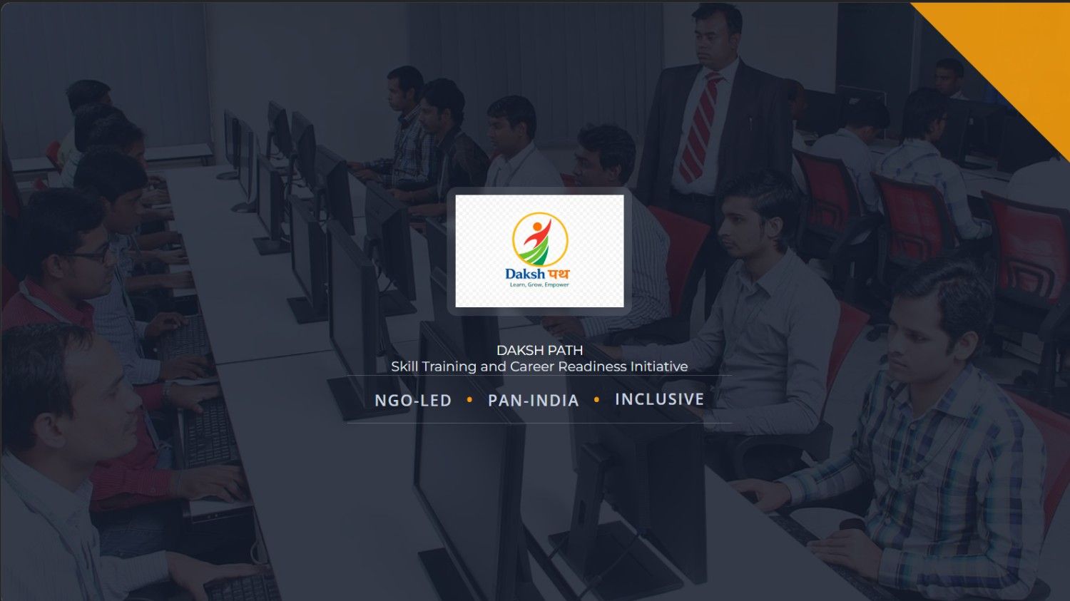 Students undergoing computer based skill training at Daksh Path center